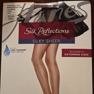 Hanes pantyhose, size AB, color cocoa, control top, reinforced toe